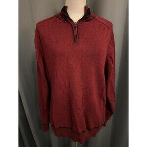 Carbon Size Large Maroon Quarter Zip Mock Neck Long Sleeve Men's Sweater Ribbed